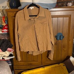 Women's Brown Button Down Shirt Size Large